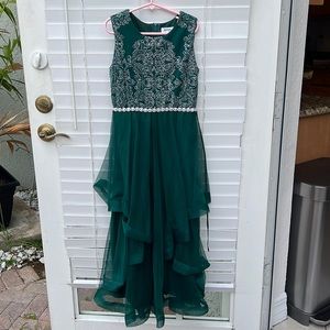 Speechless kids green and silver formal sleeveless dress